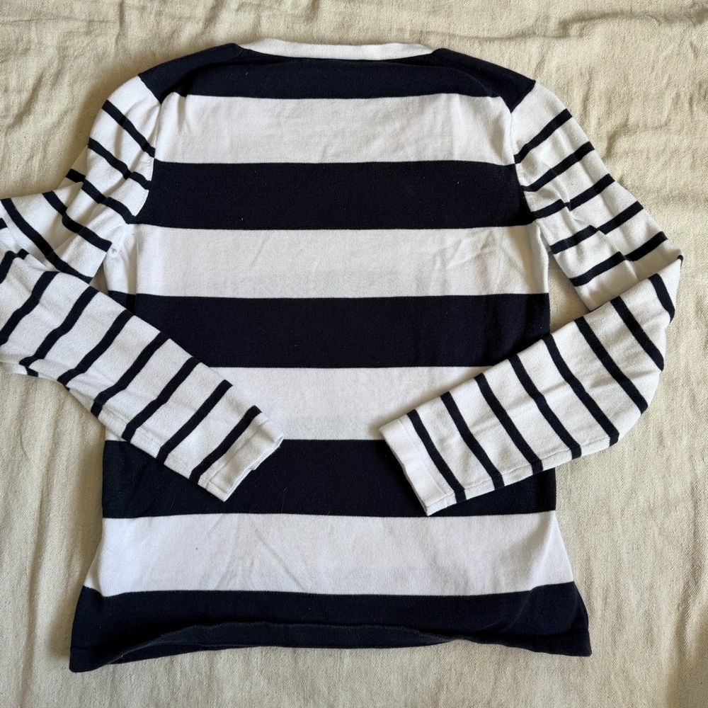 Tommy Hilfiger M Classic V-Neck Pullover Sweater Navy Blue White 100% Cotton - Picture 5 of 8